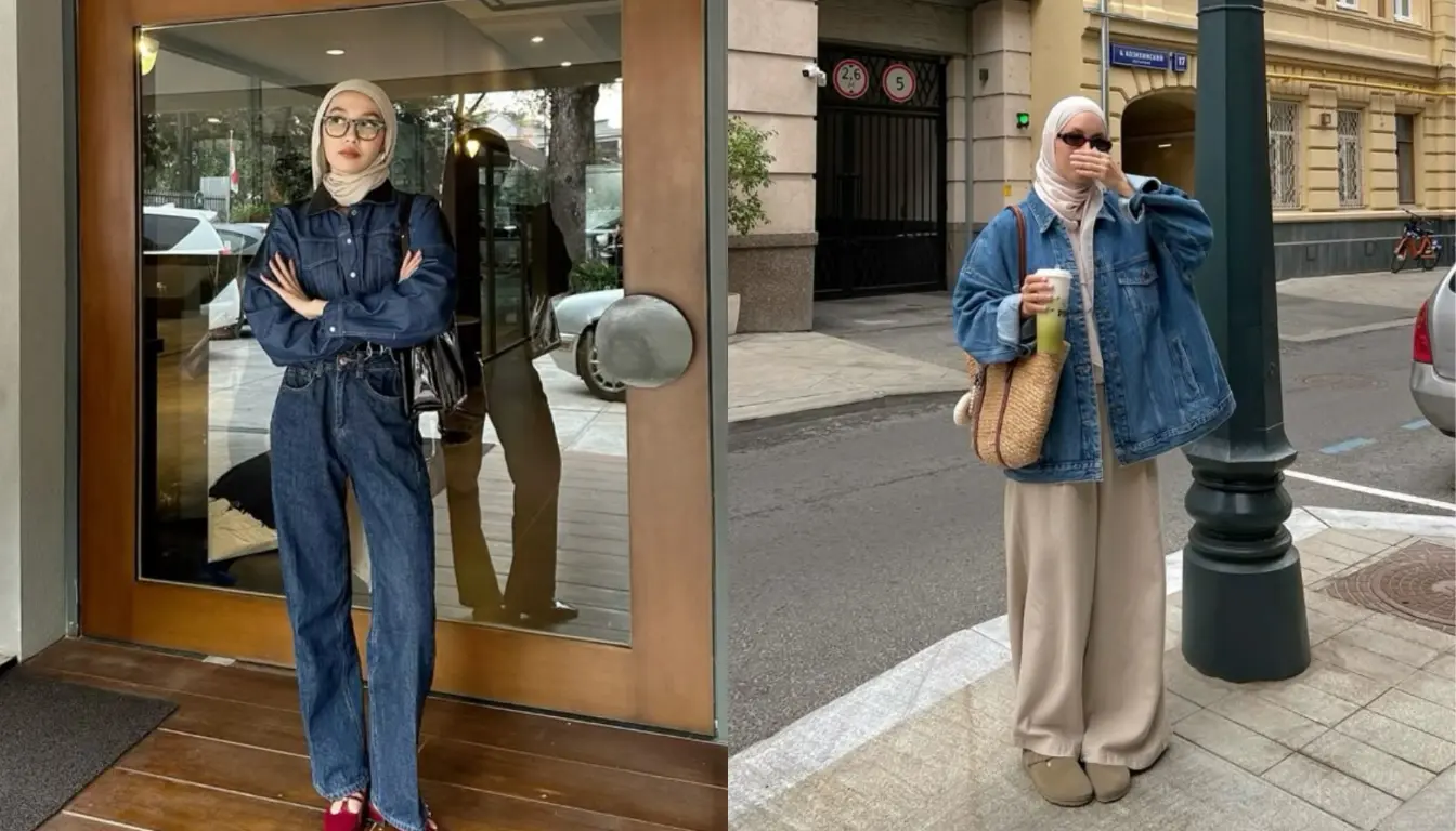 Baju Denim Cocok dengan Jilbab Warna Apa? Coba Jilbab Beige!