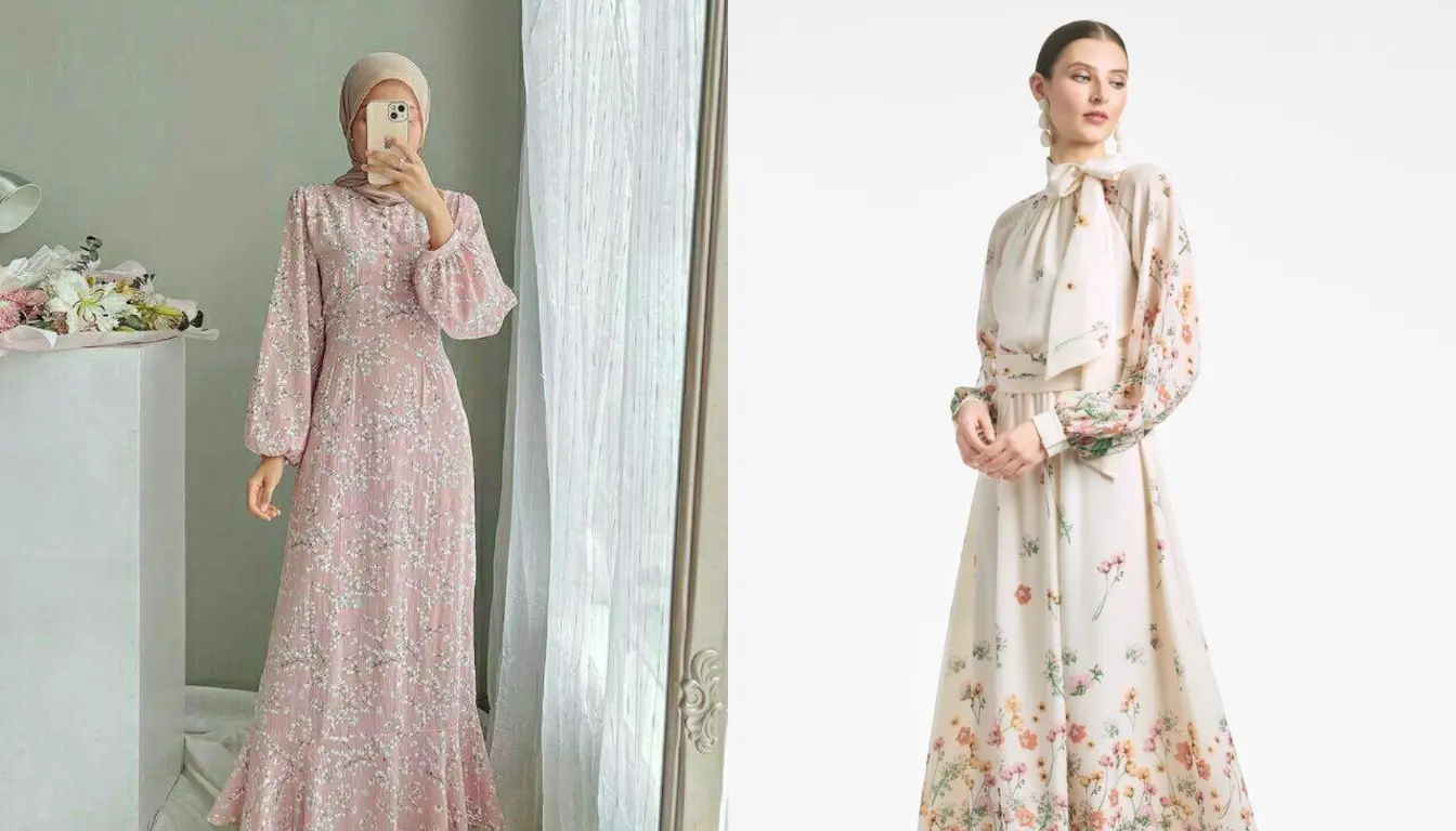 Ilustrasi Gamis Floral