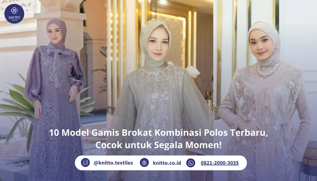 Ilustrasi Model Gamis Brokat Kombinasi Polos Terbaru