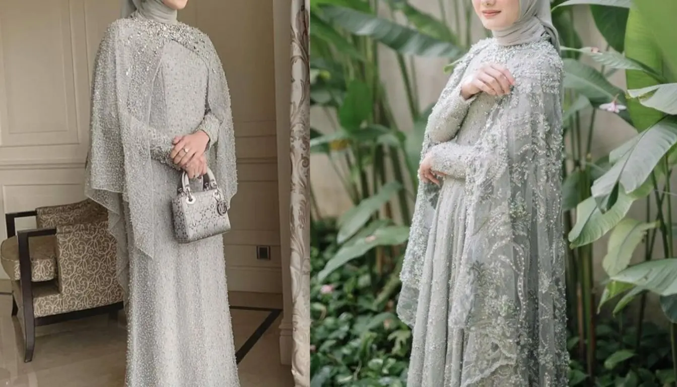 Model Gamis Brokat Kombinasi Polos Terbaru Model Cape