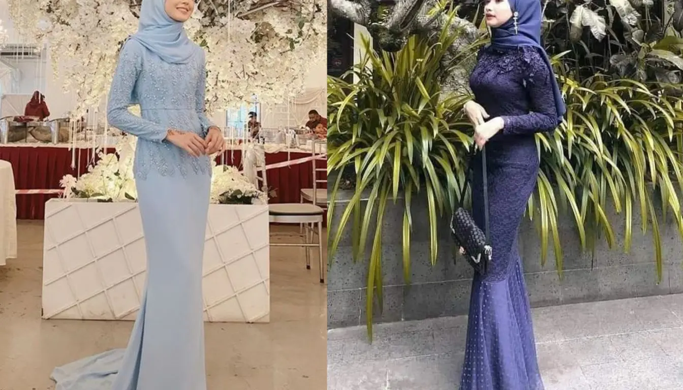 Model Gamis Brokat Kombinasi Polos Terbaru Model Mermaid