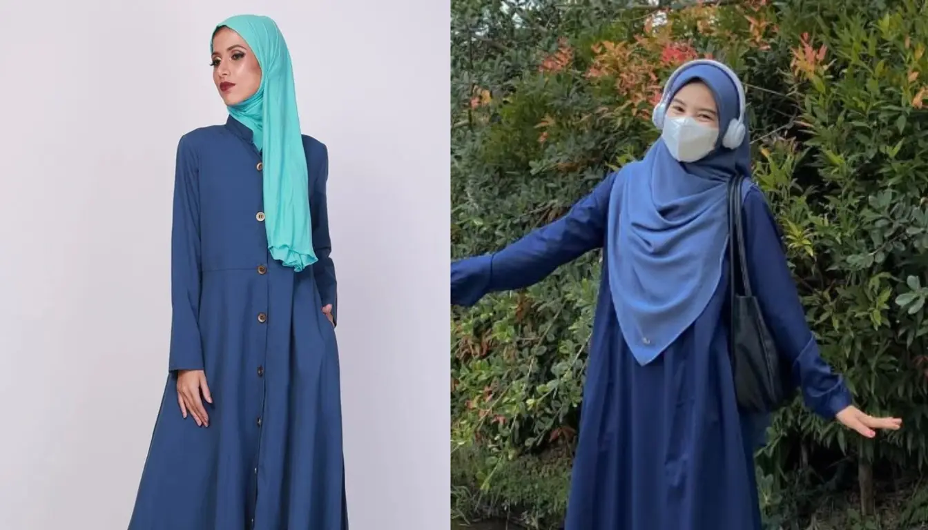 Gamis Navy Cocok dengan Jilbab Warna Apa? Coba Warna Biru!