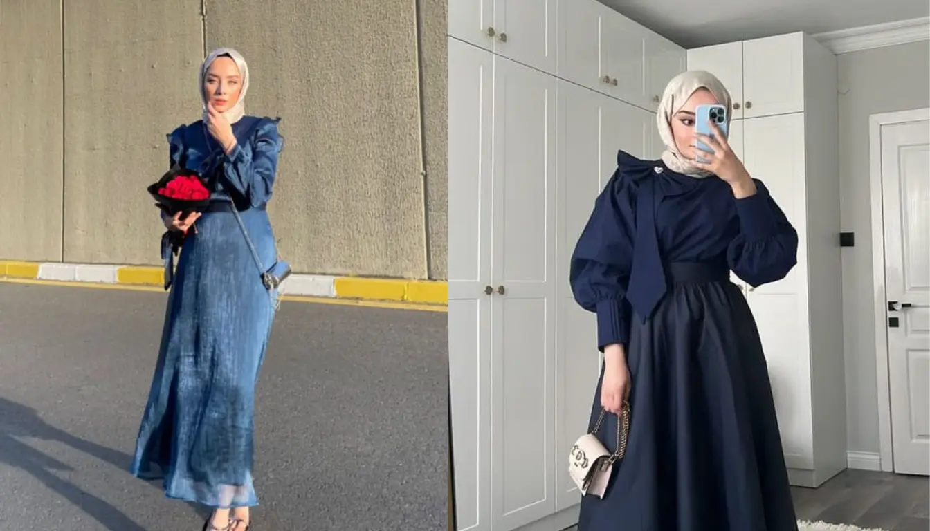 Gamis Navy Cocok dengan Jilbab Warna Apa? Coba Warna Silver!