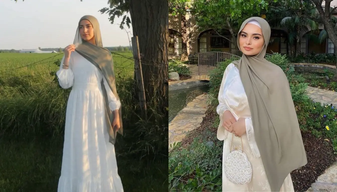 Gamis Putih Cocok dengan Jilbab Warna Apa? Coba Warna Hijau Zaitun!