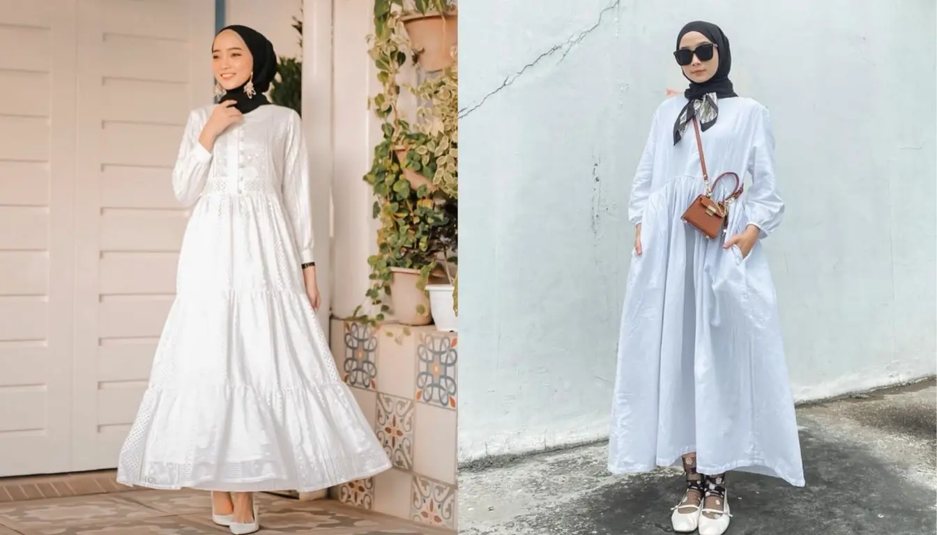 Gamis Putih Cocok dengan Jilbab Warna Apa? Coba Warna Hitam!