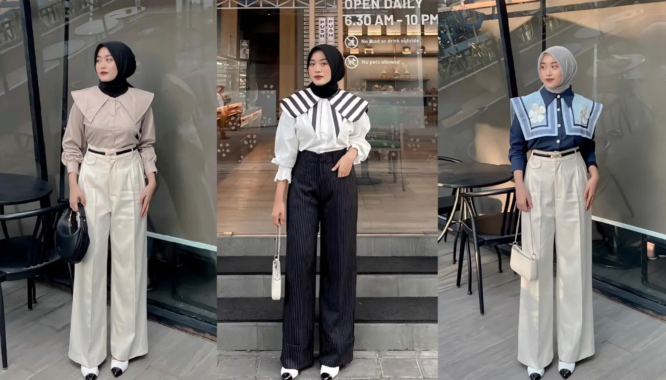 Blouse Collar dan Kulot High Waist Blouse Collar dan Kulot High Waist