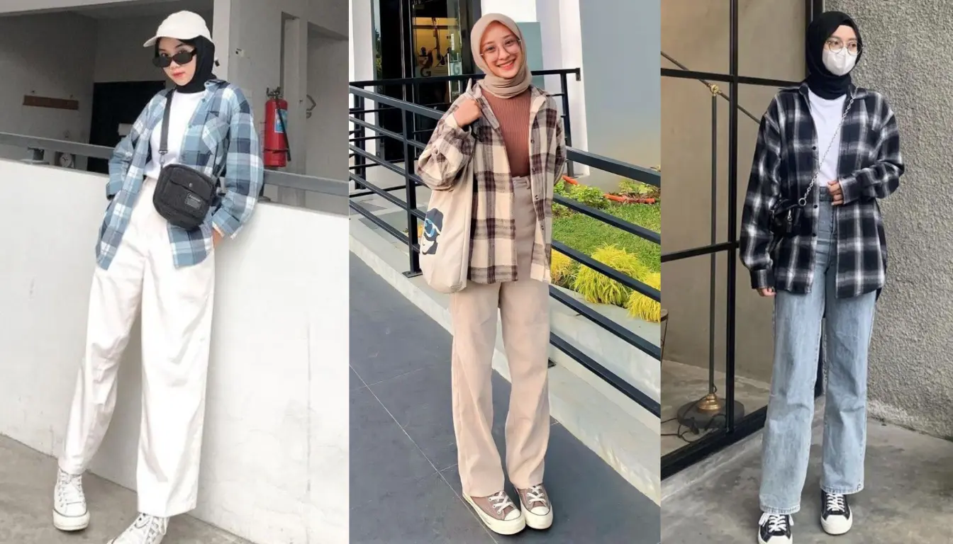 Kemeja Flanel dan Celana Kemeja Flanel dan Celana