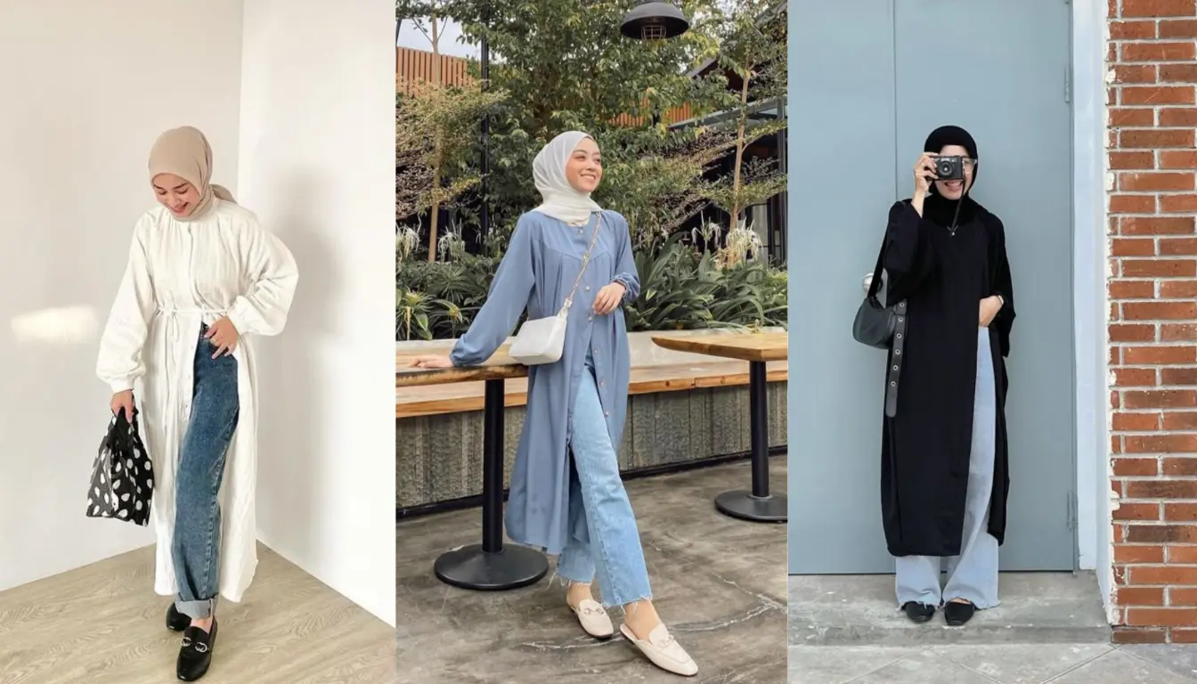 OOTD Hijab Simple untuk Hangout Tunik Oversized dan Celana Jeans OOTD Hijab Simple untuk Hangout Tunik Oversized dan Celana Jeans