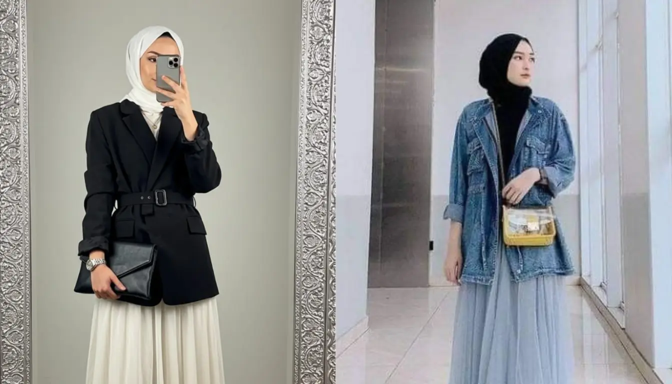 Layering dengan jaket atau outer hijab friendly Layering dengan jaket atau outer hijab friendly