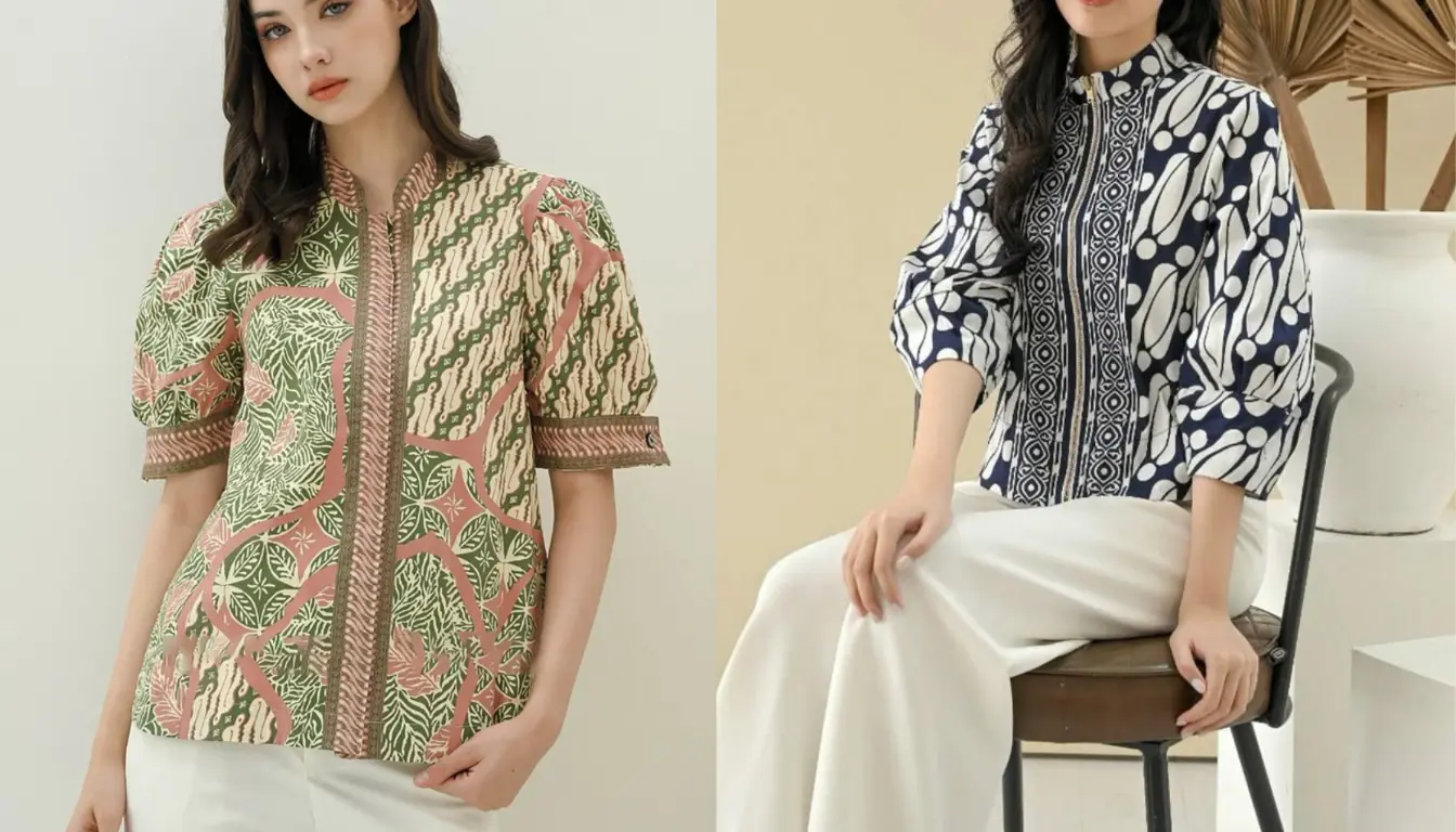 Model Baju Batik Wanita Atasan Kantor Lengan Puff Model Baju Batik Wanita Atasan Kantor Lengan Puff