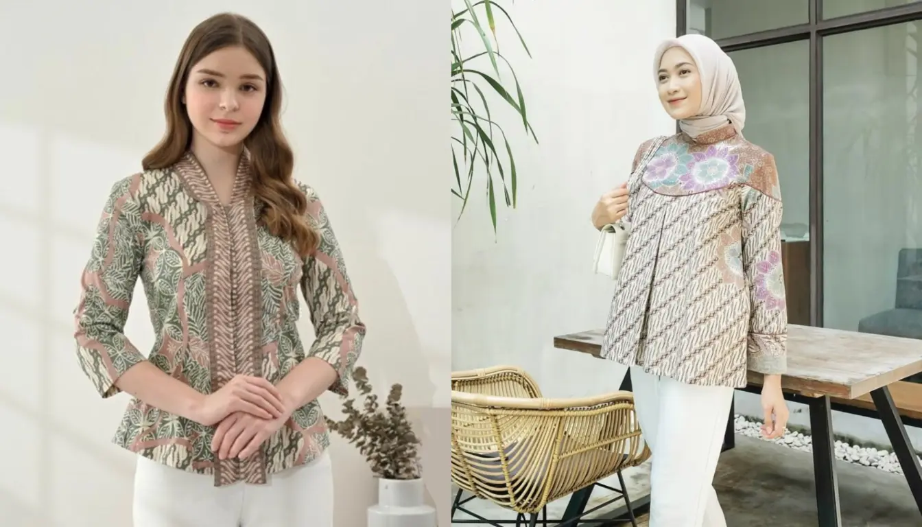 Model Baju Batik Wanita Atasan Kantor Wrap Top Model Baju Batik Wanita Atasan Kantor Wrap Top