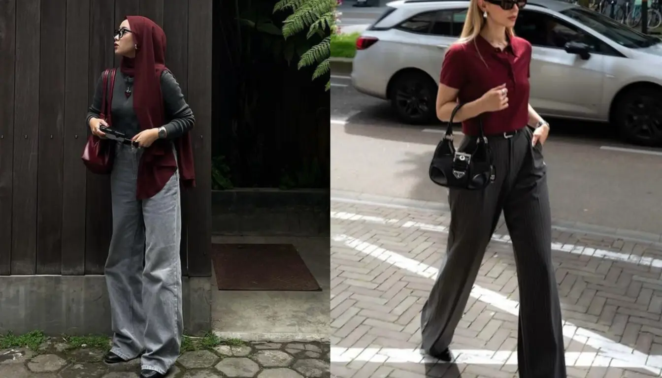 Perpaduan Warna Charcoal dan Maroon Perpaduan Warna Charcoal dan Maroon