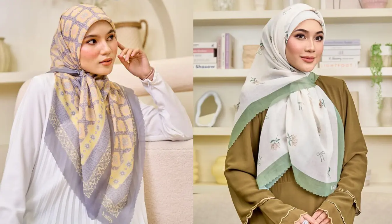 Jilbab Segi Empat Motif Model Motif