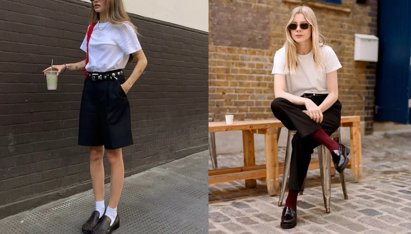 Mix and Match Loafers dengan T Shirt Polos Mix and Match Loafers dengan T Shirt Polos