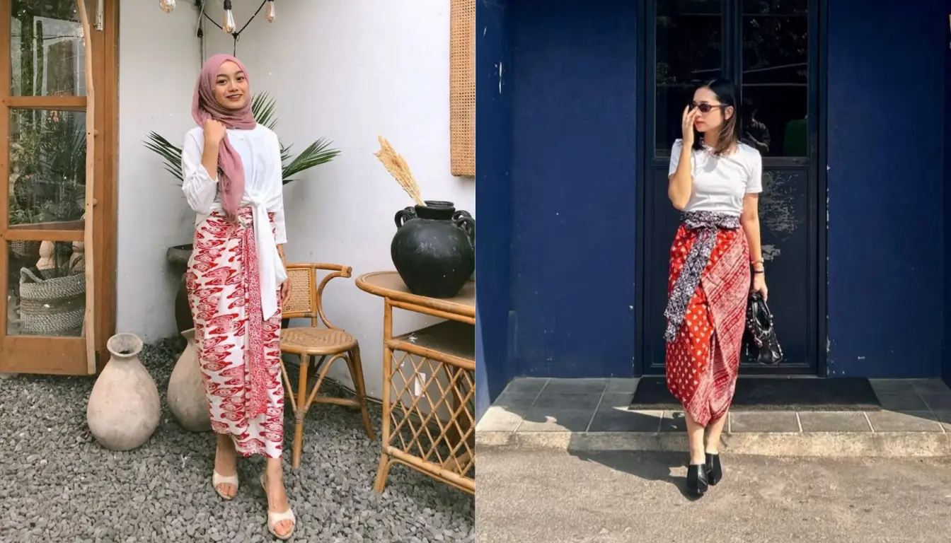 Outfit 17 Agustus, Atasan Putih dan Rok Batik Merah
