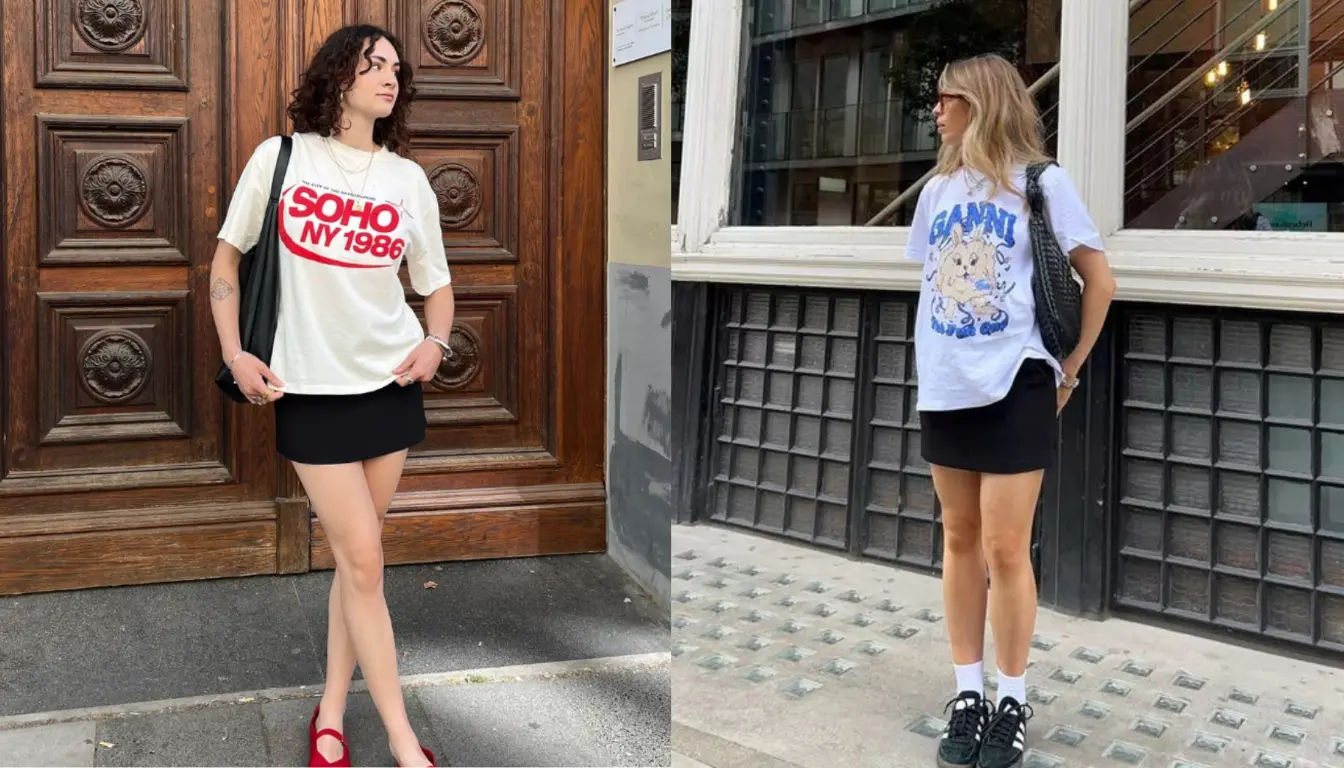Kaos Boxy dan Short Skirt