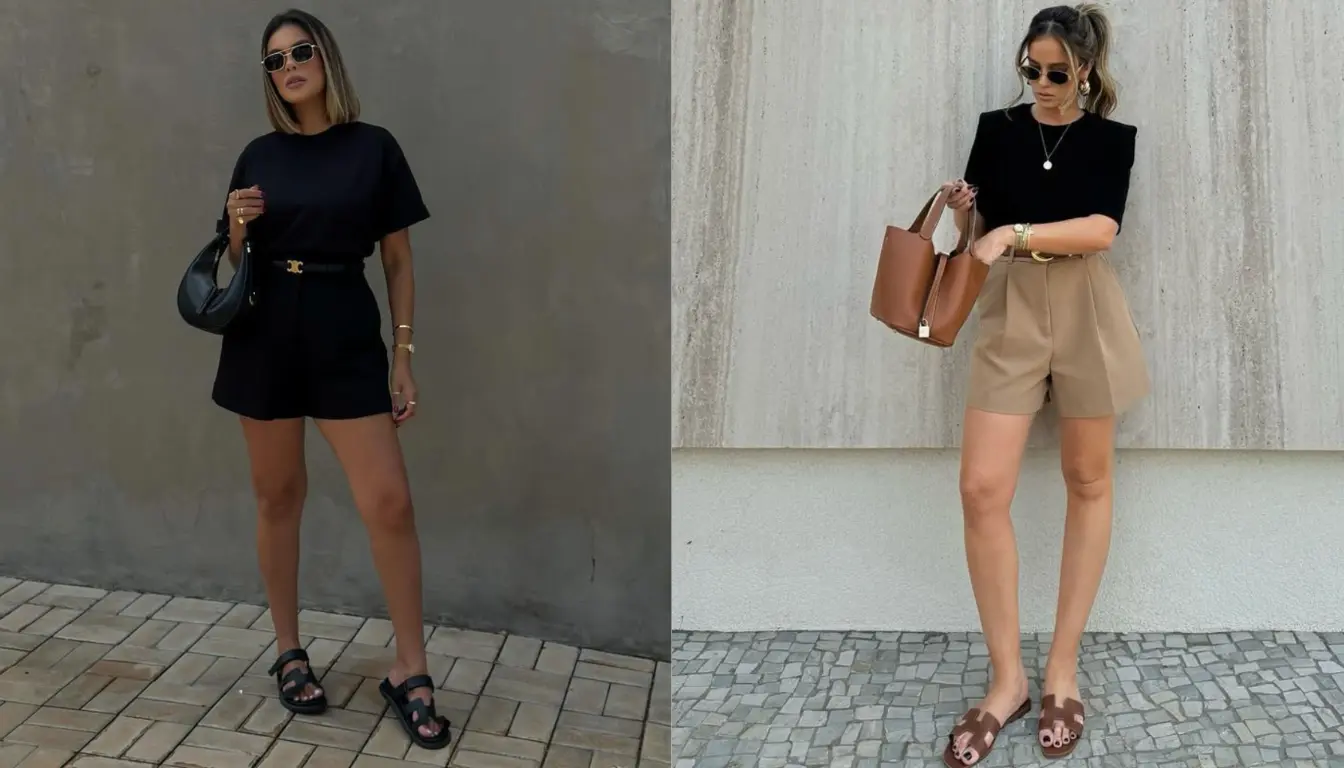 Kaos Hitam Polos dan Short Pants