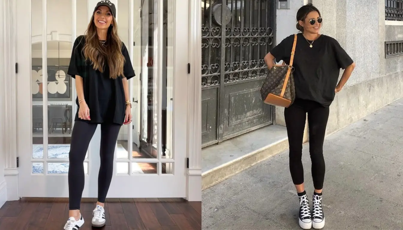 Kaos Polos Hitan dan Celana Legging
