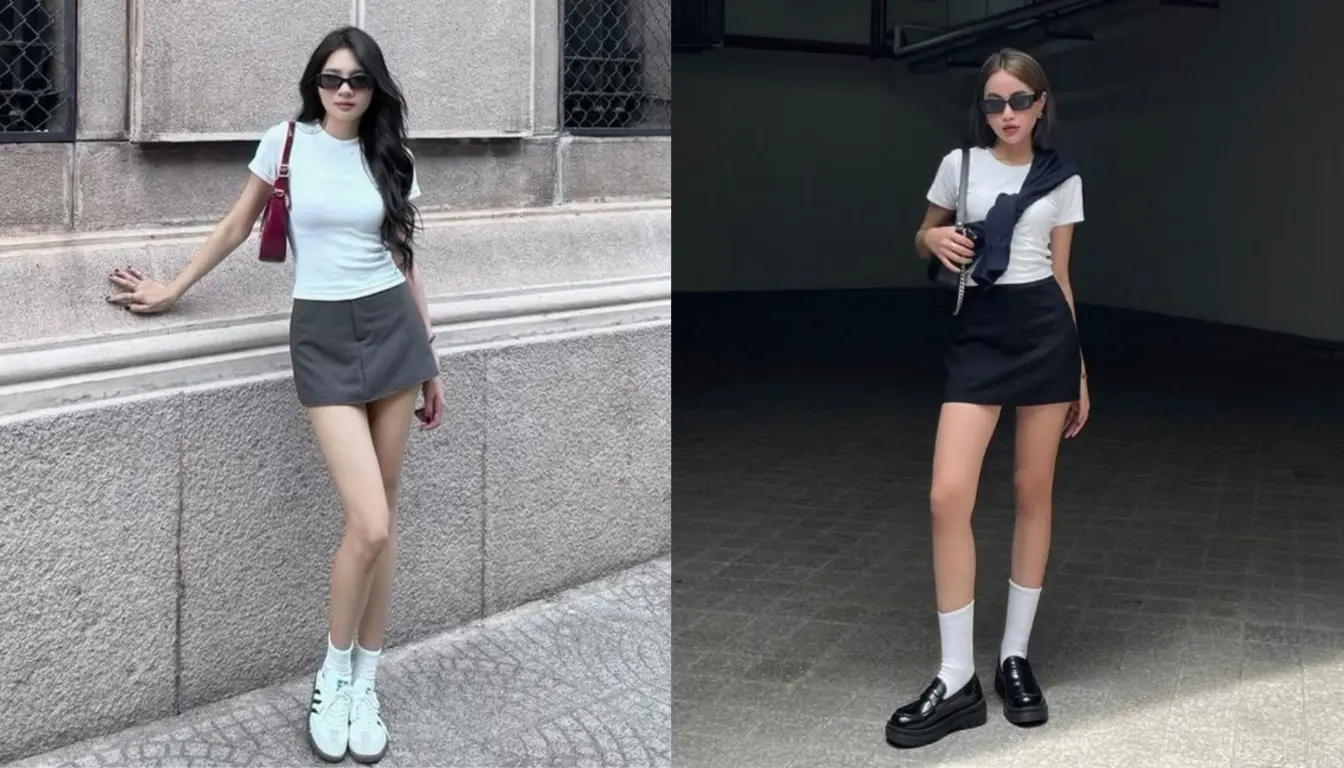 Kaos Putih dan Mini Skirt