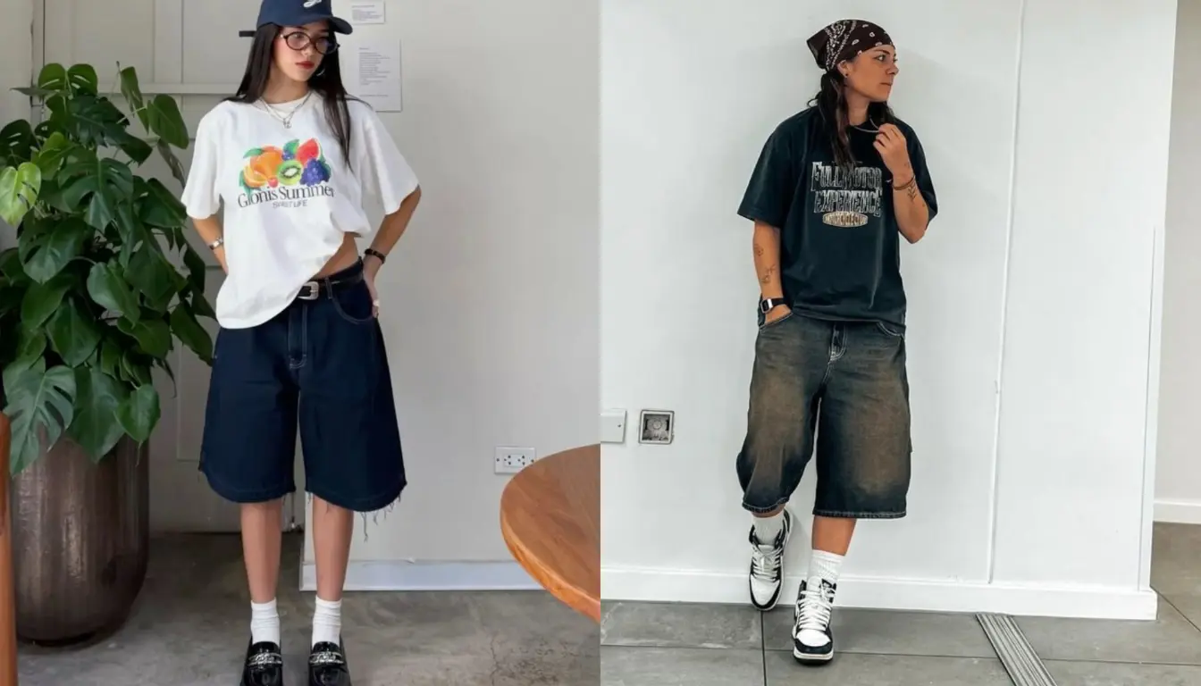 OOTD Kaos Oversize Wanita dan Jorts Pants