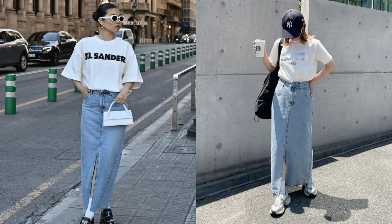 OOTD Kaos Oversize Wanita dan Rok Jeans