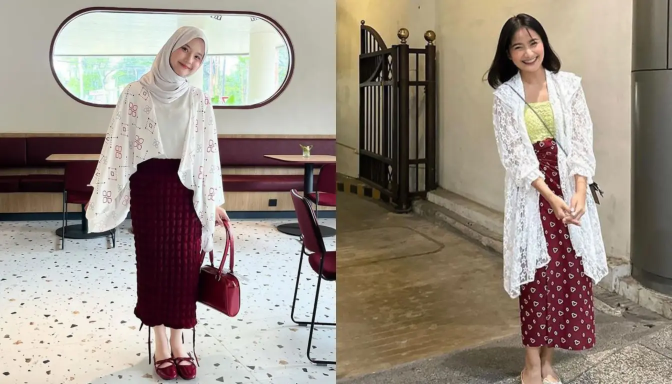 Outfit 17 Agustus, Outer Putih dan Rok Batik Merah