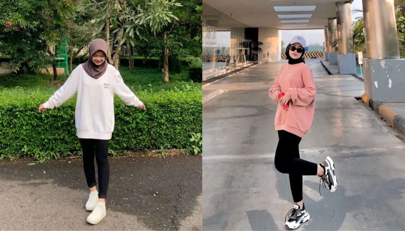Outfit Jogging Hijab Crewneck Fleece dan Legging Outfit Jogging Hijab Crewneck Fleece dan Legging