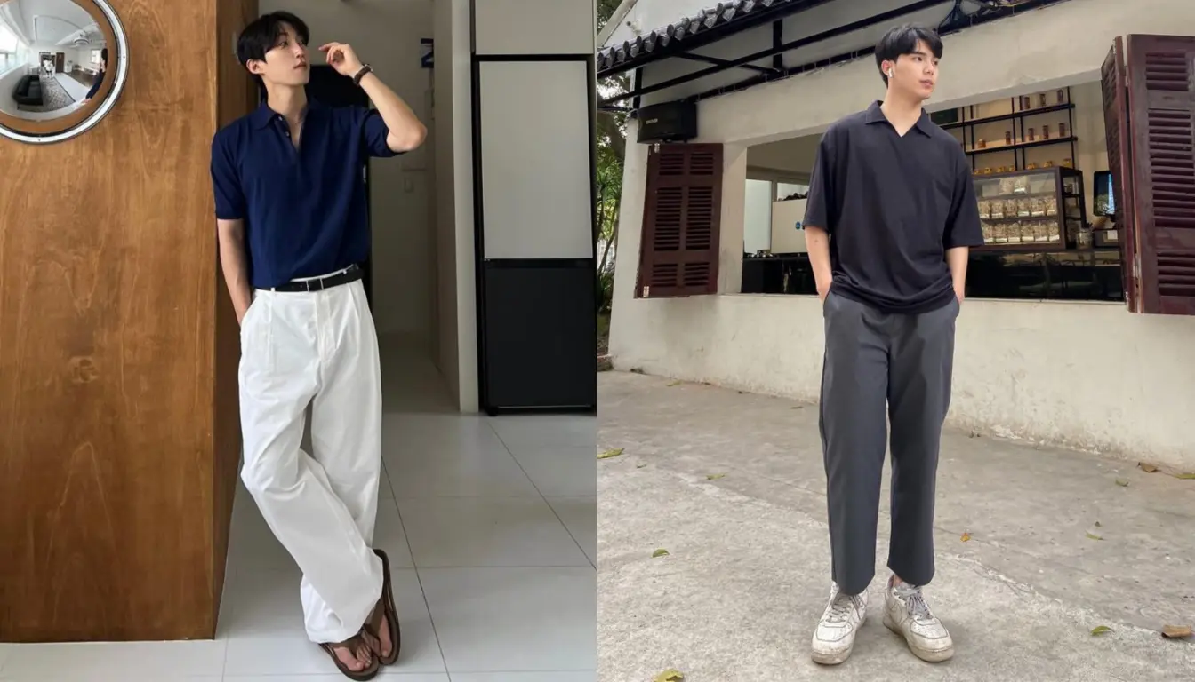 Clean Look Collar T Shirt dan Celana Baggy Pants