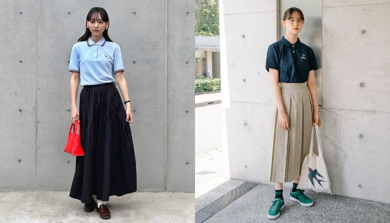 Collar T Shirt dan Maxi Skirt