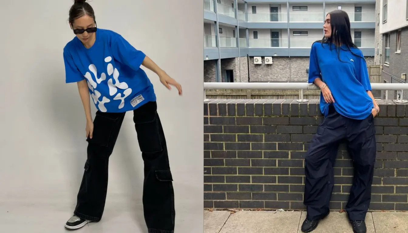 Kaos Warna Biru Dongker dengan Celana Cargo Kaos Warna Biru Dongker dengan Celana Cargo