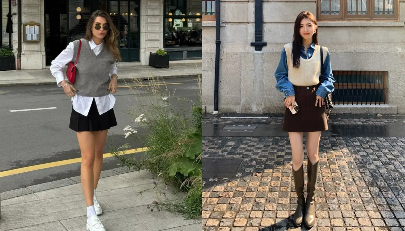 Vest Rajut dan Kemeja Vest Rajut dan Kemeja